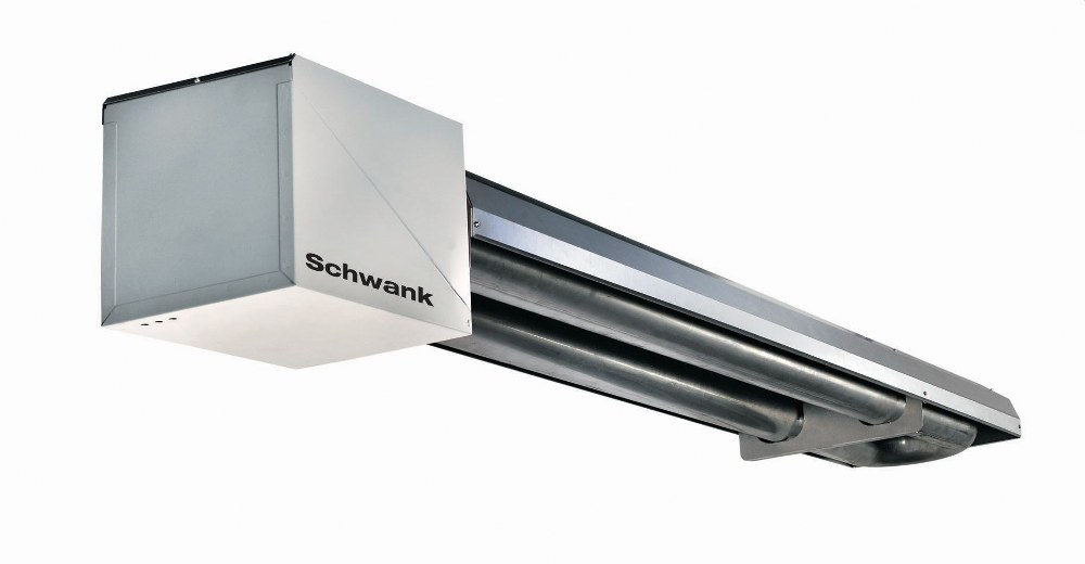 Close up of a product shot of Schwank compactSchwank PU-R040-BN tube residential garage heater